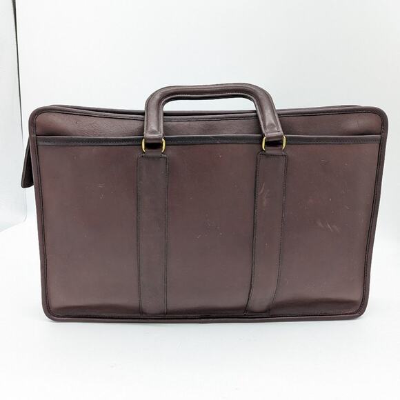 Coach Vintage Embassy Briefcase Mahogany Brown Leather Zip Close Made in USA - Picture 2 of 12